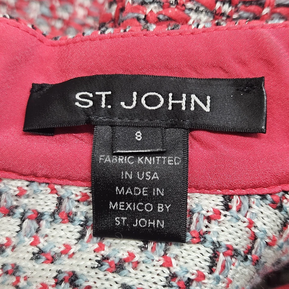 ST JOHN Women's Mock Neck Knit Artisanal Basket Weave Dress Sz 8 - Image 4 of 4