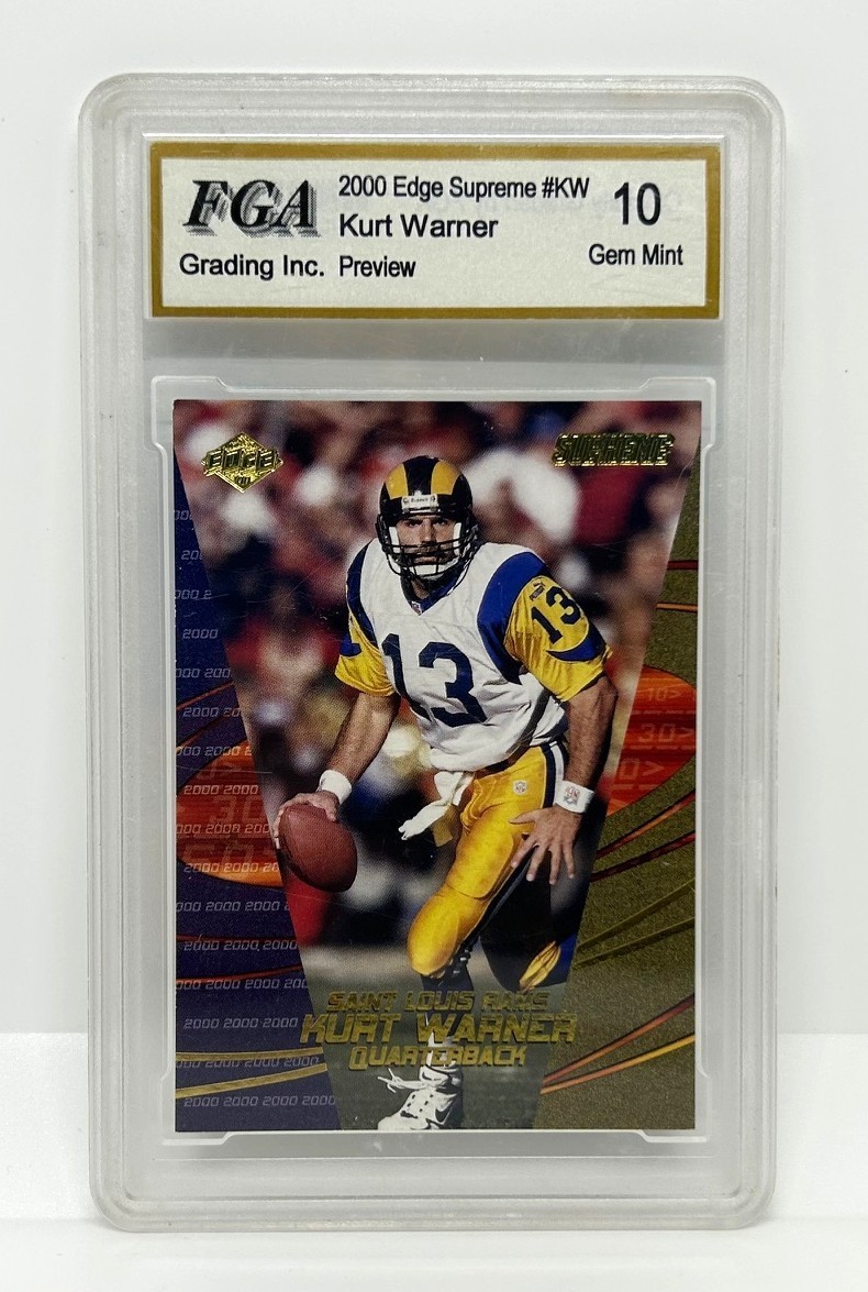 2000 EDGE SUPREME #KW KURT WARNER PREVIEW - RAMS - FGA 10 GEM MINT