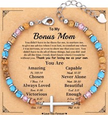 Christmas Gifts for Mom, Step Mom Christmas Gifts Cross Bracelet for Women Bead