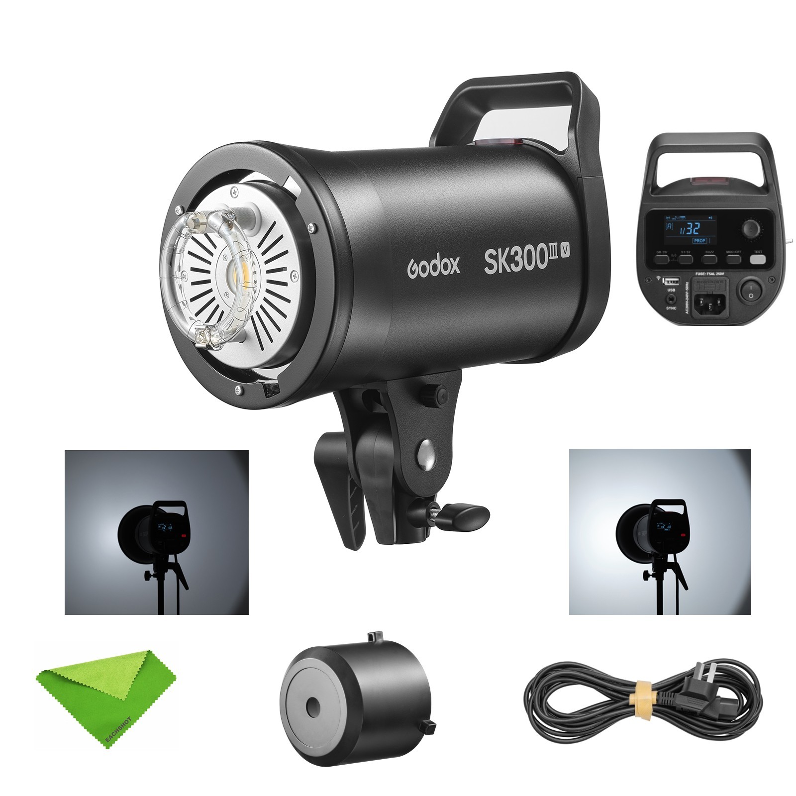 Flash de studio Godox SK300III-V 300Ws avec lampe de modelage LED
