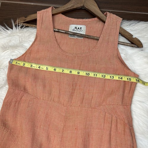 VTG Flax JEANNE ENGELHART Linen Maxi Dress Petite Peach Lagenlook 90s Boho Relax - Picture 7 of 7
