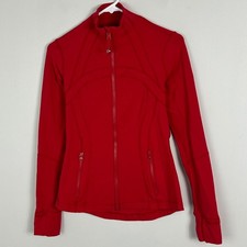 Lululemon Red Define Jacket Womens Size 6 Running Thumbholes Stretch Full Zip