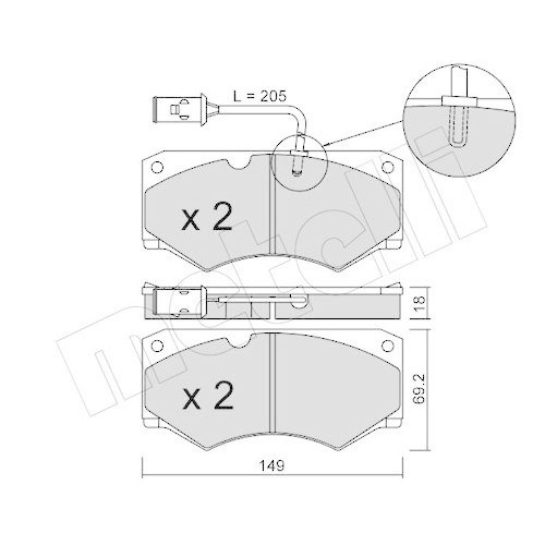 Plaquettes de frein Metelli 22-0014-3 à haute dissipation thermique pour Iveco robuste