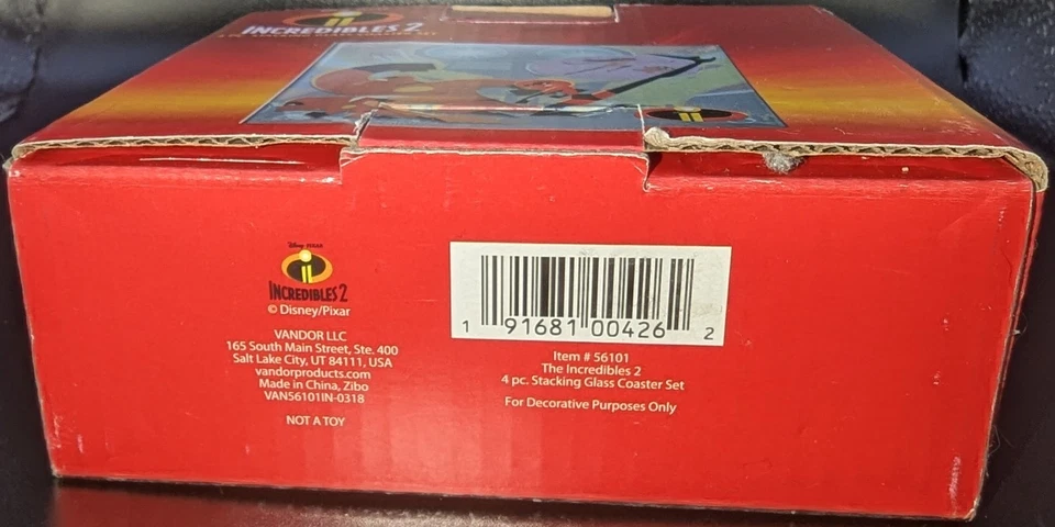 NEW Incredibles 2 4-Piece Stacking Glass Coaster Set (Disney Pixar) Vandor LLC - Image 3 of 3