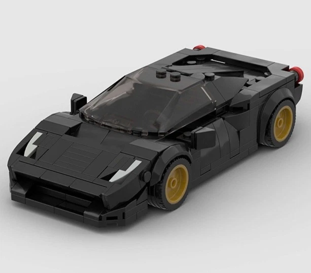 Custom MOC Lego Ferrari 458 Black Supercar 219 Piece Building Brick Car