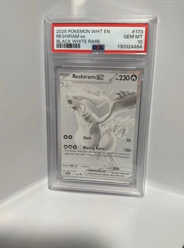 Reshiram EX 2025 White Flare Holo Card 173/086 SV PSA 10