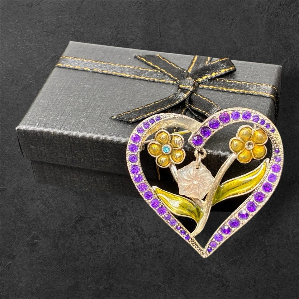 Liz Claiborne Villager Esmalte Estrás - Colgante Corazón Flor Colgante Foto 4 de 4