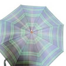 Vintage Polo Ralph Lauren Blackwatch Plaid Umbrella Wood Handle Green Blue Golf