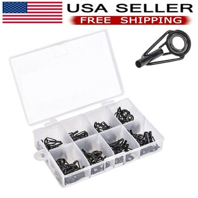 80Pcs 8 Sizes Ceramic Fishing Rod Guide Tips Top Eye Rings Line Repair Kits USA