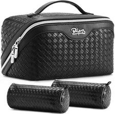 Travel Makeup Bags for Women: 3 Pcs Large Make up Bags Set - Vegan Leather Cosme