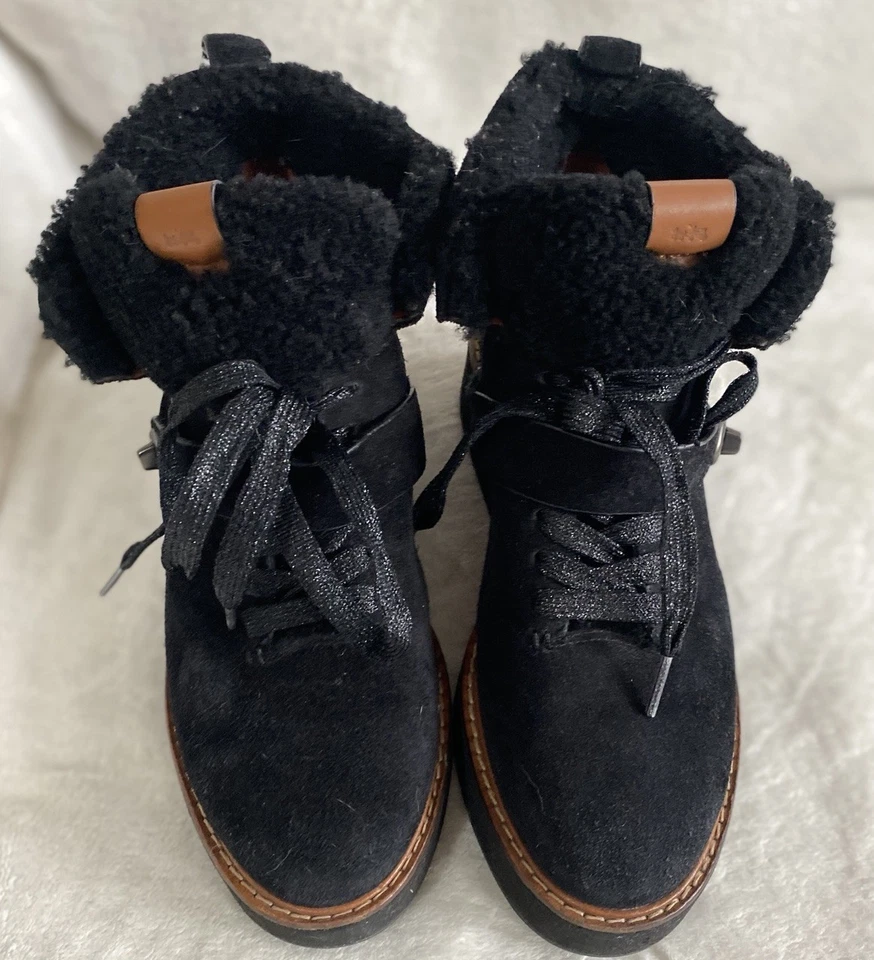 COACH G1354 Shearling Urban Hiker Suede Ankle Boots Sz 9.5B - Image 3 of 4