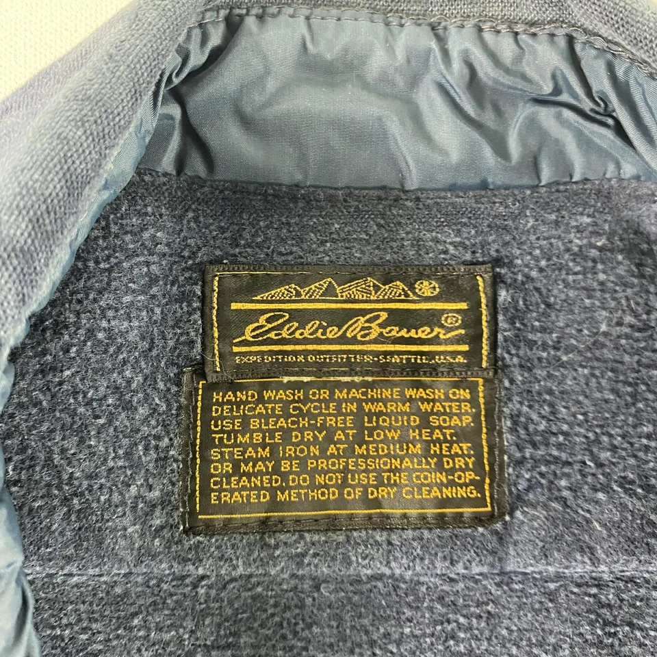 Vintage Eddie Bauer Shirt Mens Large Blue Wool Button Up Outdoors Workwear 70s - Image 4 of 4