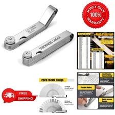 2Pc Straight & Angled Feeler Gauge Set - Inch & Metric for Valves, Filler Gauge