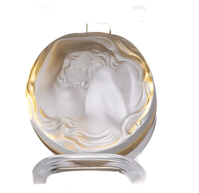 Lalique Deckeldose ''Daphne'', Kristall mattiert, DM 8 cm