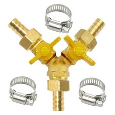Brass 3 Way Shut Off Valve 5/16 Inch Hose Barb Y Shaped Ball Valve Splitter