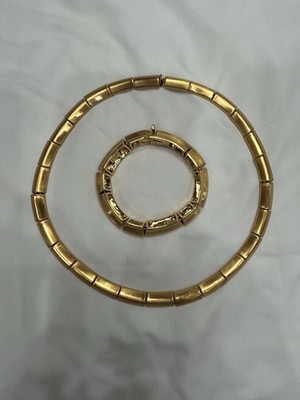 Vintage Robert Lee Morris MMA Gold Plated Link Necklace & Bracelet Set 90 s