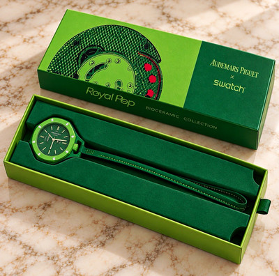 Swatch Royal Pop Green Bioceramic Quartz Analog Wristwatch w/ Original Box