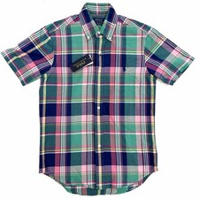 Polo Ralph Lauren Mens SZ XS Oxford Button UP Shirt Classic-Fit Green Pink Plaid