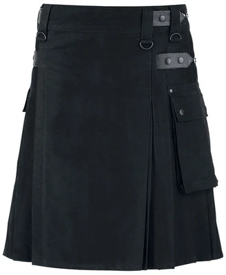 Black Premium by EMP Herren schwarzer Kilt mit aufgesetzter Tasche - Bild 1 von 4