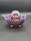 Vintage Rare Fenton Plum Opalescent Hobnail Footed Basket