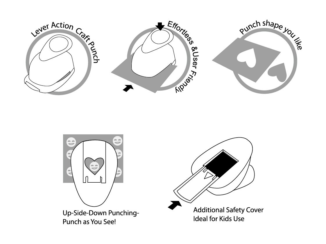 Bira Craft 1 inch Cross 4 Lever Action Punch for Paper off-white 