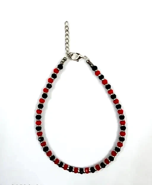 Tobillera, Cuentas Tobillo Joyería Mal de Ojo Negro Cuentas Plata Tobillera Brazalete - 2 Piezas Foto 3 de 3