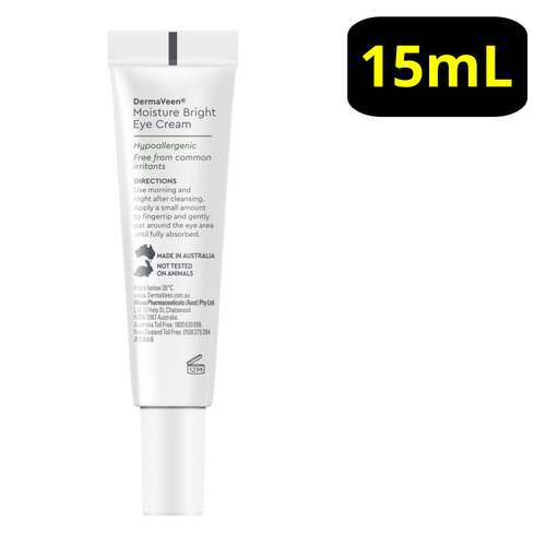 DermaVeen Moisture Bright Eye Cream 15mL Sensitive Dry Skin Reduce Dark Circles - Picture 2 of 5