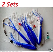 2 Sets Squids Daisy Chain Teaser 7.5" Trolling Fishing Lures 