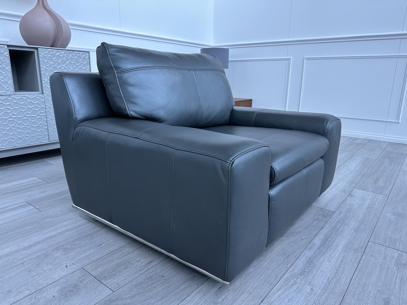 Famous Store New Leather Charcoal Grey Armchair eBay