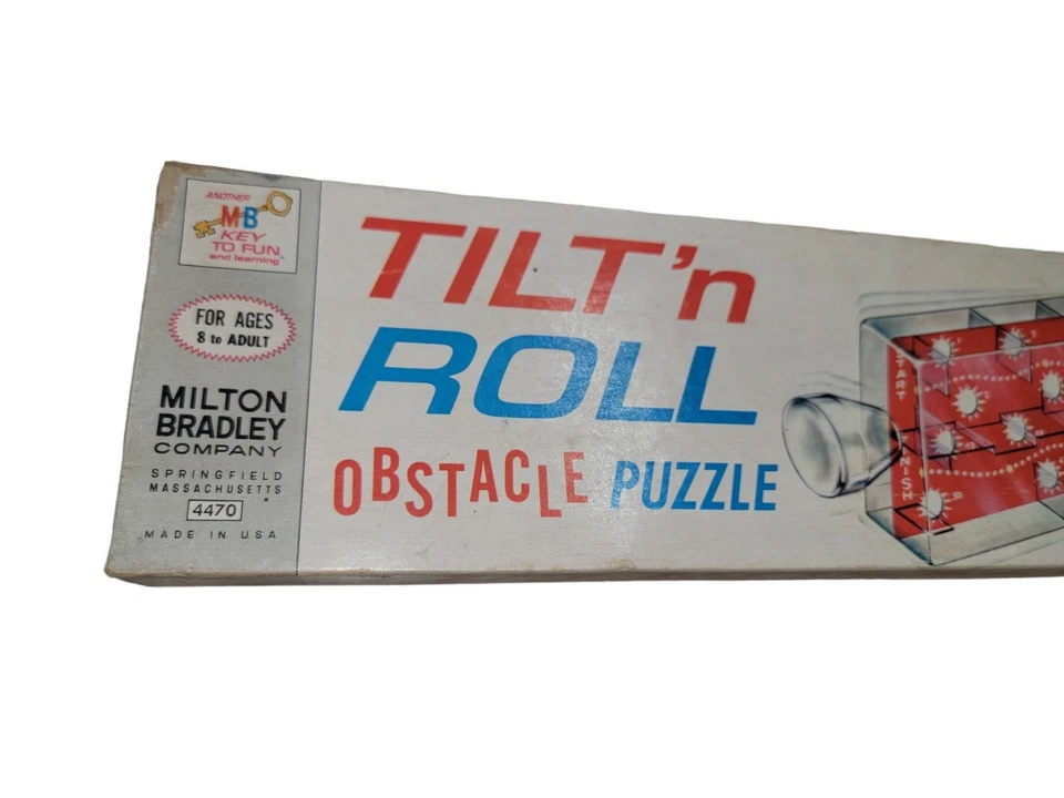 Vintage Milton Bradley TILT-N-ROLL Obstacle Puzzle Game 1964 W/ Box USA Red/Blue - Image 4 of 4