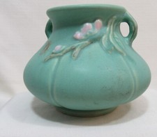 Vintage 1930s Weller Pottery F-2 Floral Bouquet Green Vase