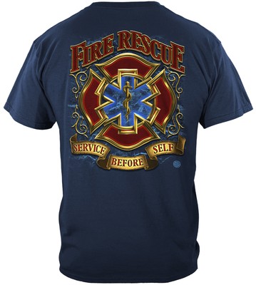 Fire Fighter Firefighter Rescue Gold Shield T-Shirt 100% ...