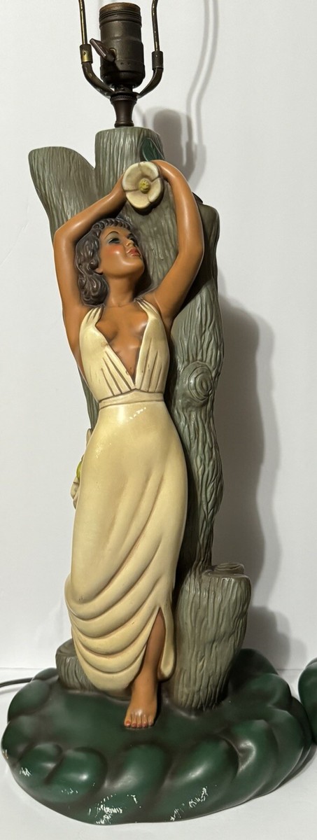 Rare Pair 1940's/50's Plastart Mid Century Figural Hawaiin Male