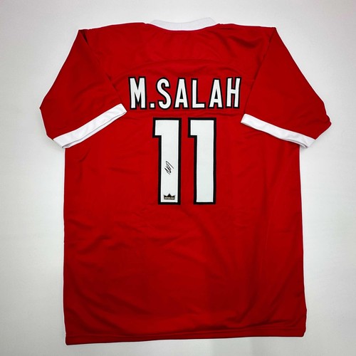 Facsimile Autographed Mohamed Mo Salah Liverpool FC Red Reprint Jersey Men's XL