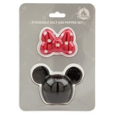 Disney Parks Minnie Mouse Stackable Ceramic Salt & Pepper Shakers Set