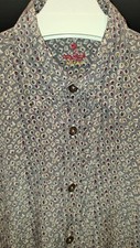 Vintage 80s Silk Van Laack Royal Shirt 40 Gray Multicolor Patterned VGC M-L Boho