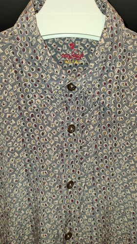 Vintage 80er Seide van Laack Royal Hemd 40 grau bunt gemustert Sehr gut M-L boho - 第 1/5 張圖片