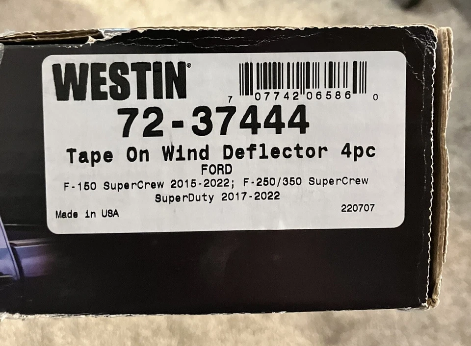 4 piezas Deflectores de viento con cinta para Ford F-150 Super Crew 2015-2022 2017-22 F-250/350 Foto 3 de 4