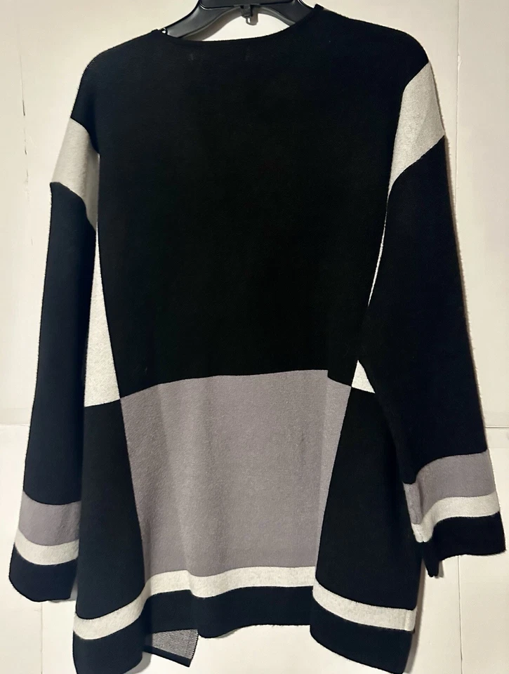 Cárdigan Rafaella para mujer colorblock frente abierto - talla 1X Foto 2 de 4