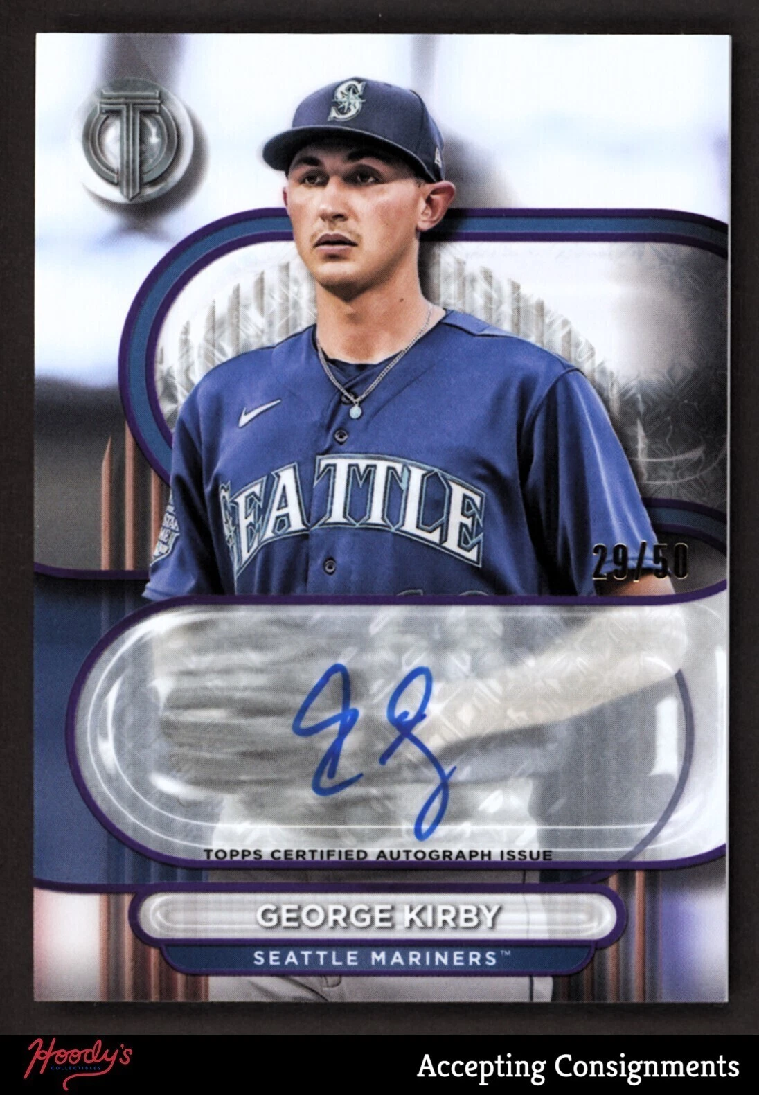 2024 Topps Tribute Autographs Purple #TAGKI George Kirby 3/50 AUTO MARINERS