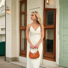 RIVERICH Crescent Bag for Women Small Shoulder Purses Leather Zip Handbag US