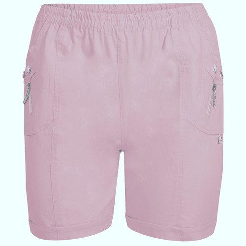 LADIES SHORTS HALF ELASTICATED WAIST WOMENS SUMMER CASUAL BEACH PANTS BOTTOMS - Picture 4 of 9