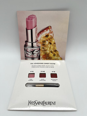 Yves Saint Laurent YSL Loveshine Candy Glow 3 Farben Sample Card m Pinsel  Neu