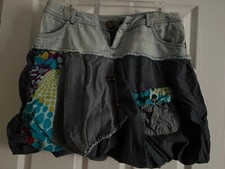 Desigual Puffet Skirt sz 38. Jeans. Patches, Front Pocket.