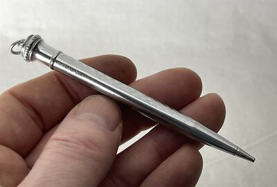 Vintage funktionierender versilberter Messing kleiner mechanischer Drehbleistift #380