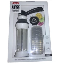OXO Good Grips Cookie Press Set W/ 12 Stainless Steel Discs & Case NIB