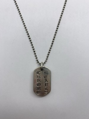 Chrome Hearts Silver 925 Dog Tag Pendant Necklace Cross Ball Chain