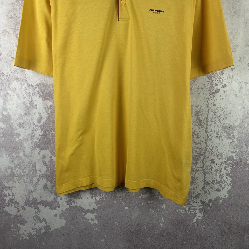 Camisa polo masculina de golfe vintage Paul & Shark luxo Y2K Itália amarela tamanho GG - Imagem 3 de 4