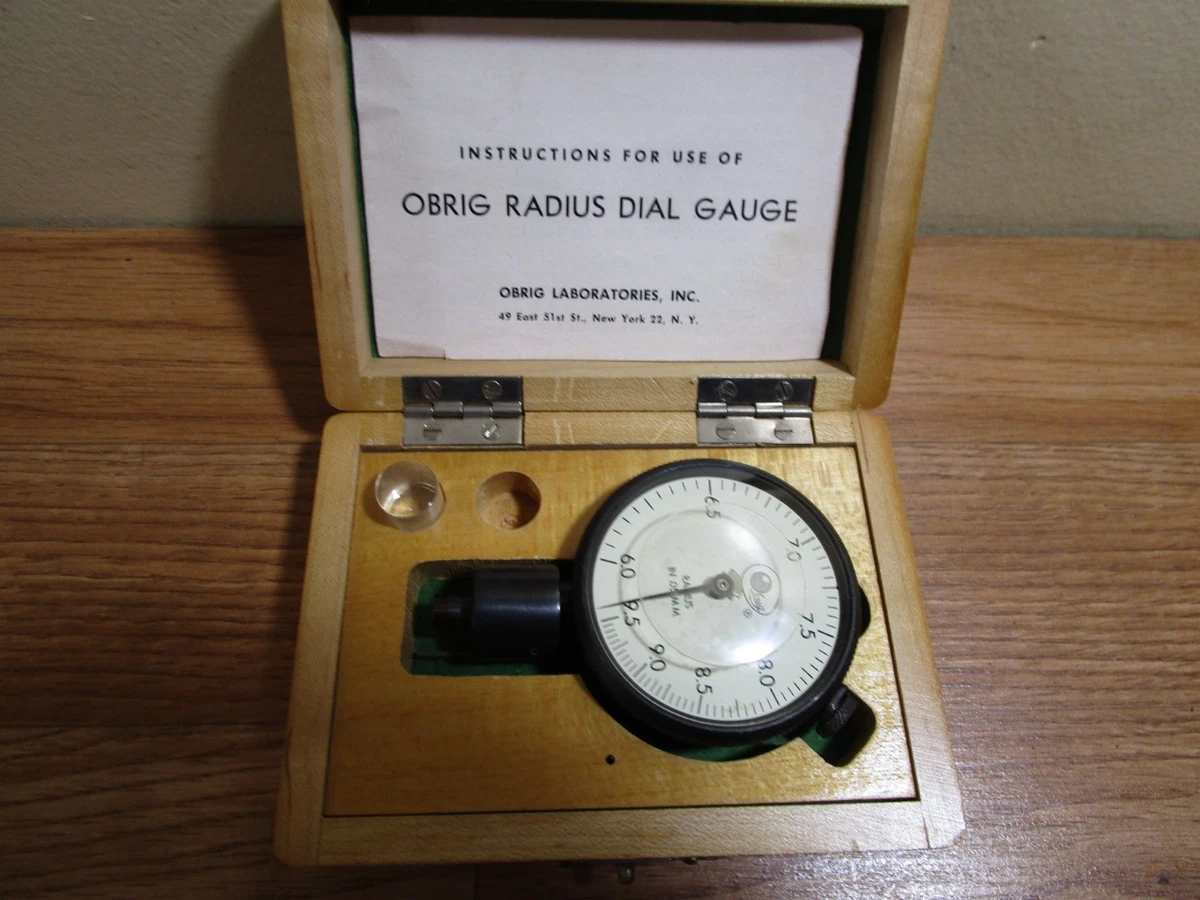 Vintage Obrig Radius Dial Gauge Indicator 0.05mm (0.001") in Case USA