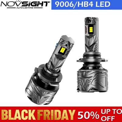 NOVSIGHT Pair 9006 HB4 LED Headlight Bulb Extremely Bright 50000LM High/Low Beam